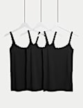 3pk Cotton Rich Lace Trim Vests