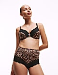 Printed Lace Trim Wired Full Cup Bra A-E