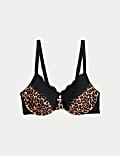 Printed Lace Trim Wired Full Cup Bra A-E