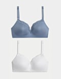 Lot de 2 soutiens-gorge de grossesse et allaitement avec bordures en dentelle Jasmine, bonnets B à G
