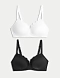 2pk Lace Trim Post Surgery Bras A-E
