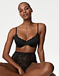 Lace Trim Wired Demi Cup Bra A-E