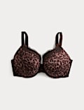 Jasmine Lace Printed Wired Plunge Bra (F+)