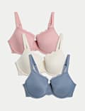 3pk Lace Trim Wired Full Cup Bras F-H