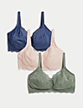 3pk Lace Trim Non Wired Bralettes F-H