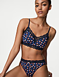Beugelloze bustier met kant en print, cupmaten A-E