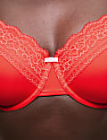 Lace Trim Padded Full Cup Wired Bra A-E