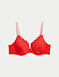 Lace Trim Padded Full Cup Wired Bra A-E