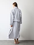 Gestreifter Frottee-Morgenmantel aus reiner Baumwolle