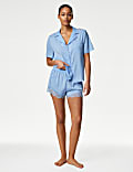 Korte pyjama van Dream Satin™ met kanten afwerking
