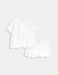 Pure Cotton Embroidered Shortie Set