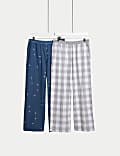 2pk Pure Cotton Pyjama Bottoms