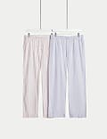 2pk Cool Comfort™ Pure Cotton Striped Pyjama Bottoms