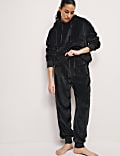 Faux Fur Fleece Cuffed Hem Lounge Joggers