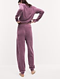 Feather Knit Cuffed Hem Joggers