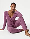 Feather Knit Cuffed Hem Joggers