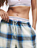 Cotton Blend Checked Wide Leg Pyjama Bottoms
