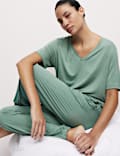 Lace Detail Cuffed Hem Pyjama Bottoms