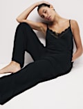 Lace Detail Wide Leg Pyjama Bottoms