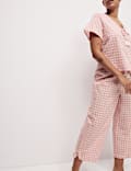 Pure Cotton Gingham Cropped Pyjama Bottoms