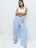 Pure Cotton Striped Wide Leg Pyjama Bottoms
