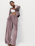 Velour Wide Leg Joggers