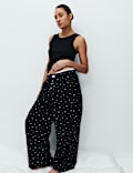 Bas de pyjama coupe large 100 % coton fleuri
