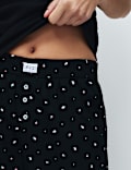 Bas de pyjama coupe large 100 % coton fleuri