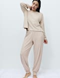 Cosy Knit Ribbed Cuffed Hem Lounge Joggers