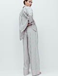 Poplin Striped Wide Leg Pyjama Bottoms