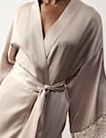 Satin Lace Trim Relaxed Fit Short Wrap