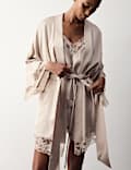 Satin Lace Trim Relaxed Fit Short Wrap
