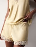 Satin Lace Detail Cami Shortie Set