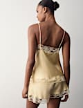 Satin Lace Detail Cami Shortie Set