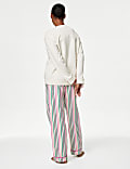 Cotton Rich Cosy Slogan Striped Pyjama Set