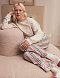 Cotton Rich Cosy Slogan Striped Pyjama Set