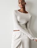 Sheer Pyjama Top with Cashmere
