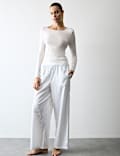 Pure Cotton Striped Wide Leg Pyjama Bottoms