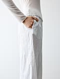Pure Cotton Striped Wide Leg Pyjama Bottoms