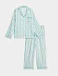 Pijama navideño familiar con rayas y caramelos para mujer