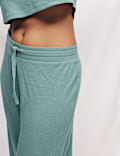 Cropped Cotton Blend Waffle Henley Pyjama Set
