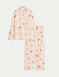 Pure Cotton Printed Revere Pyjama Set