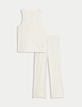 Cotton Modal Scallop Edge Ribbed Pyjama Set