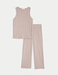 Cotton Modal Scallop Edge Ribbed Pyjama Set