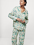 Leaf Print Revere Collar Pyjama Set