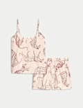 Trägertop-Shortie-Set aus reiner Baumwolle mit Animalier-Print