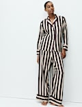 Satin Striped Pyjama Set with Eye Mask