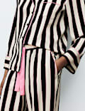 Satin Striped Pyjama Set with Eye Mask