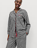 Ensemble pyjama en coton peigné à carreaux Vichy et revers