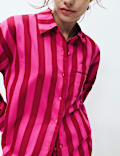 Pure Cotton Sateen Striped Pyjama Set